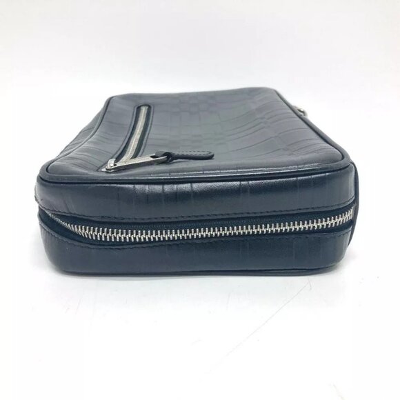 BURBERRY Check pattern Embossed Clutch Bag Pouch Black/SilverHardware - Picture 3 of 13